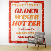 Ouder Wijzer Heetser Retro Rode Verjaardagsachterg Wandkleed (In situ)