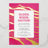 Ouder, Wijzer, Heter Heet Roze & Echt Gouden Folie Folie Uitnodiging (Voorkant)