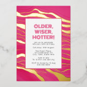 Ouder, Wijzer, Heter Heet Roze & Echt Gouden Folie Uitnodiging (Voorkant)