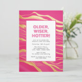 Ouder, Wijzer, Heter Hot Pink & Faux Gold Kaart (Staand voorkant)