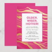 Ouder, Wijzer, Heter Hot Pink & Faux Gold Kaart (Voorkant / Achterkant)