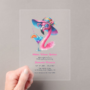 Ouder Wijzer Heter Hot Pink Martini Verjaardagsfee Acryl Uitnodigingen