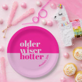 Ouder, wijzer, heter minimaal vet roze verjaardag papieren bordje (Feest)