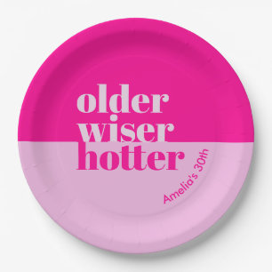 Ouder, wijzer, heter minimaal vet roze verjaardag papieren bordje