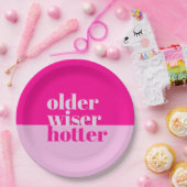Ouder, wijzer, heter minimaal vet roze verjaardag papieren bordje (Feest)