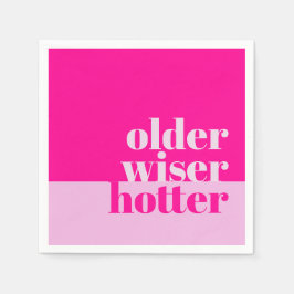 Ouder, wijzer, heter minimaal vet roze verjaardag servet