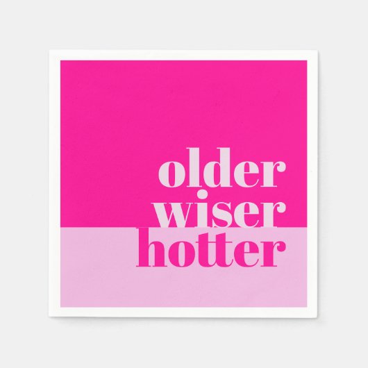 Ouder, wijzer, heter minimaal vet roze verjaardag servet (Voorkant)