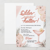 Ouder, wijzer, heter perzik roze cocktail verjaard kaart (Voorkant / Achterkant)