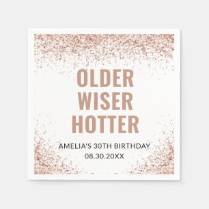 Ouder, Wijzer, Heter Verjaardag Roze Glitter Servet