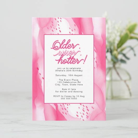 Ouder, Wijzer, Hotter Heet Roze 30e Verjaardag Kaart (Staand voorkant)