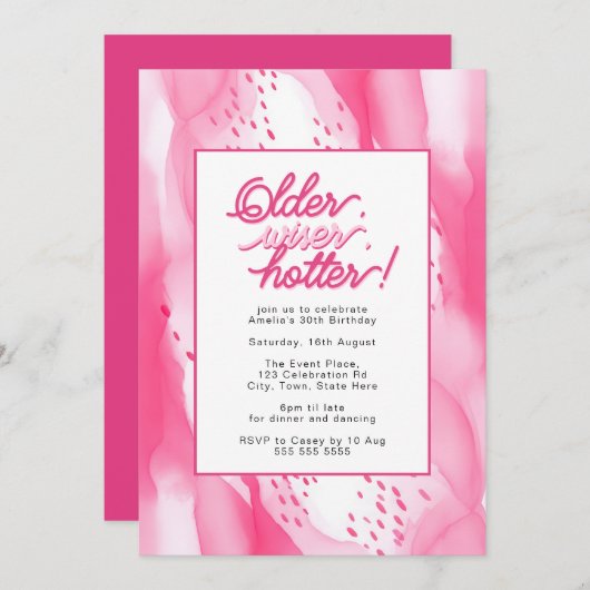 Ouder, Wijzer, Hotter Heet Roze 30e Verjaardag Kaart (Voorkant / Achterkant)