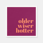 Ouder Wiser Hotter Bold Paarse Sinaasappel Verjaar Servet (Voorkant)