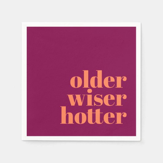 Ouder Wiser Hotter Bold Paarse Sinaasappel Verjaar Servet (Voorkant)