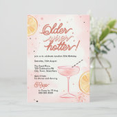 Ouder, Wiser, Hotter Pink Lemon Cocktail Verjaarda Kaart (Staand voorkant)
