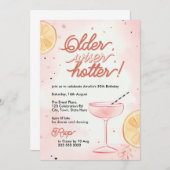 Ouder, Wiser, Hotter Pink Lemon Cocktail Verjaarda Kaart (Voorkant / Achterkant)