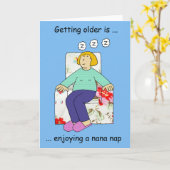 Ouder worden Een Nana Nap Cartoon Lady Kaart (Gele Bloem)