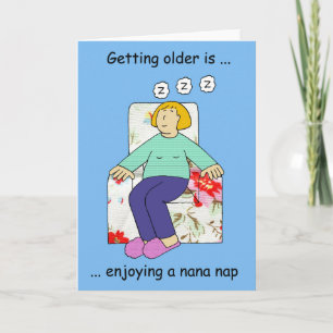 Ouder worden Een Nana Nap Cartoon Lady Kaart