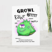 Ouder worden Grumpy Dino Verjaardag Kaart (Voorkant)