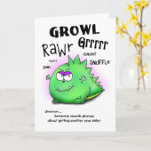 Ouder worden Grumpy Dino Verjaardag Kaart (Gele Bloem)