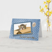 ouder worden met kat in doos kaart (Gele Bloem)