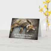 Ouder worden & Schattige Kitty Cat Verjaardag Kaar Kaart (Gele Bloem)