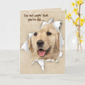 Ouder Wordende Humor Golden Retriever Kaart (Gele Bloem)