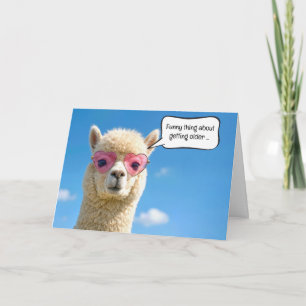 Ouder Wordende Verjaardag Alpaca Met Bril Kaart