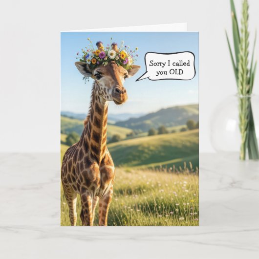 Ouder Wordende Verjaardagsgiraffe Humor Kaart (Voorkant)