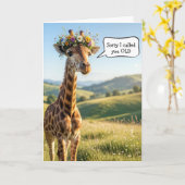 Ouder Wordende Verjaardagsgiraffe Humor Kaart (Gele Bloem)