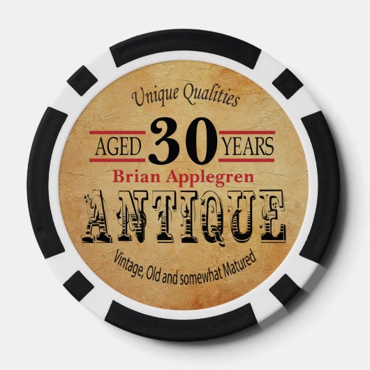Ouderdom, Antiek, gerijpt en  30e verjaardag Pokerchips (Achterkant)