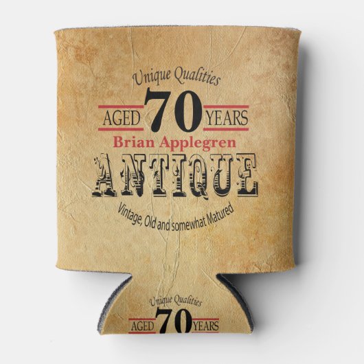 Ouderdom, Antiek, gerijpt en  70e verjaardag Blikjeskoeler (Voorkant)