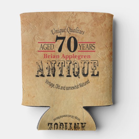 Ouderdom, Antiek, gerijpt en  70e verjaardag Blikjeskoeler (Achterkant)