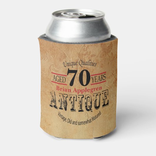 Ouderdom, Antiek, gerijpt en  70e verjaardag Blikjeskoeler (Blikje Achterkant)