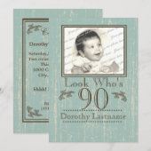 Ouderdom Hout 90ste Verjaardag Foto Kaart (Voorkant / Achterkant)