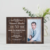 Ouderdom tot perfecte Mannen fotohout Kaart (Staand voorkant)