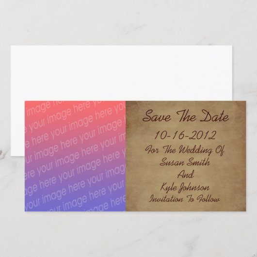 Ouderdom Versleten Papieren Fotobruiloft Save The Date (Voorkant / Achterkant)