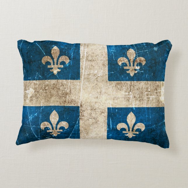  ouderdoms- en kraakvlag van Quebec Decoratief Kussen (Achterkant)