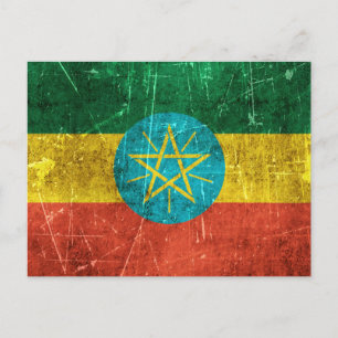 Ouderdoms- en Scratched Vlag van Ethiopië Briefkaart