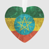 Ouderdoms- en Scratched Vlag van Ethiopië Ornament (achterkant)
