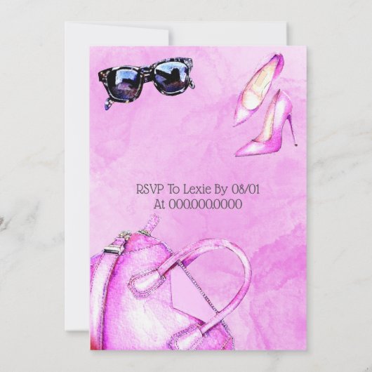 Ouderdoms hotroze Mode Birthday Party toevoegen Kaart (Achterkant)