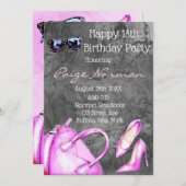 Ouderdoms hotroze Mode Birthday Party toevoegen Kaart (Voorkant / Achterkant)