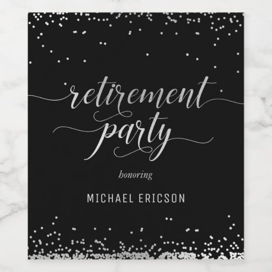 Ouderdomskabels, elegant, zilver, zwart wijn etiket (Enkel label)