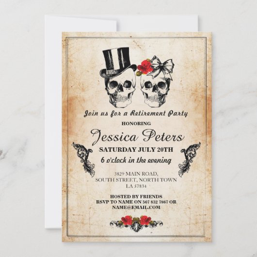 Ouderdomskulls nodigen Roos van halloween uit Kaart (Voorkant)