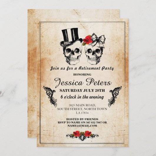 Ouderdomskulls nodigen Roos van halloween uit Kaart (Voorkant / Achterkant)