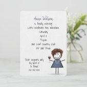 Ouderdomsmeisje met wijnglas kaart (Staand voorkant)