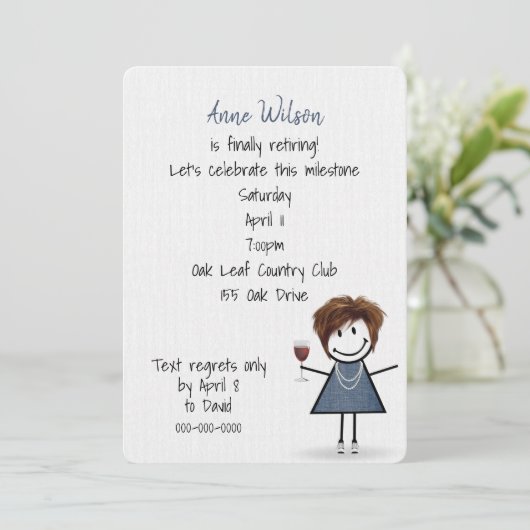 Ouderdomsmeisje met wijnglas kaart (Staand voorkant)