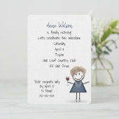 Ouderdomsmeisje met wijnglas kaart (Staand voorkant)