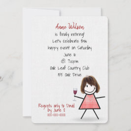 Ouderdomsmeisje met wijnglas kaart