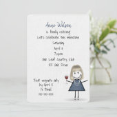 Ouderdomsmeisje met wijnglas kaart (Staand voorkant)