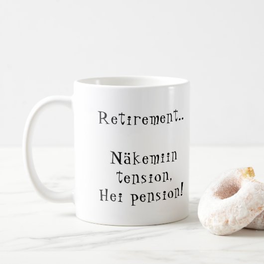 Ouderdomspensioen Näkemiin spanning Hei pension! F Koffiemok (Met donut)